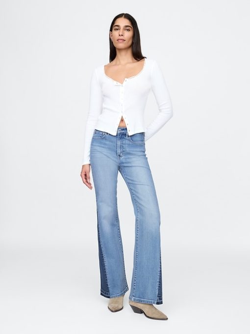 High Rise Patched ’70s Flare Jeans